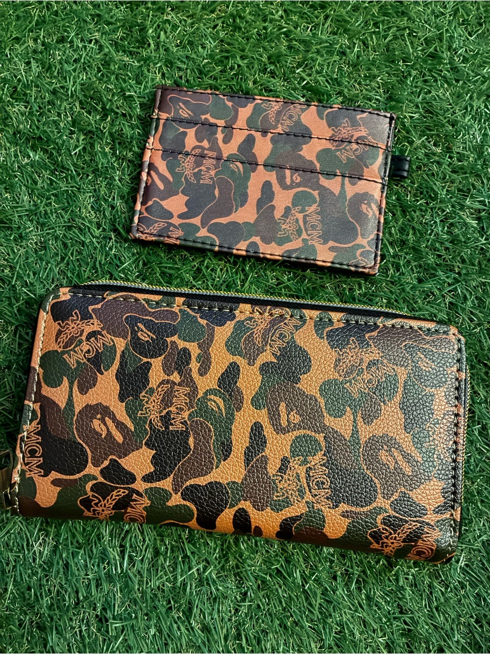 Camouflage Zip Wallet and Card Holder - Brown & Green